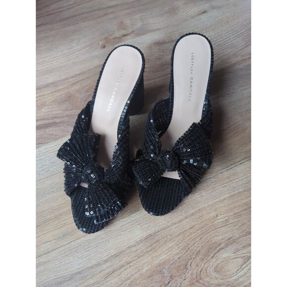 Loeffler Randall Penny Knot Black Sequin Slip On Mule Sandals Womens 10 - Picture 9 of 13